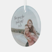 Gepersonaliseerd zei ze ja verloofde foto kerst glas ornament (Voorkant links)