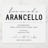 Gepersonaliseerd zelfgemaakt Arancello Label Likeurfles Etiket (Enkel label)