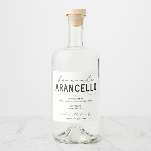 Gepersonaliseerd zelfgemaakt Arancello Label Likeurfles Etiket (Voorkant)