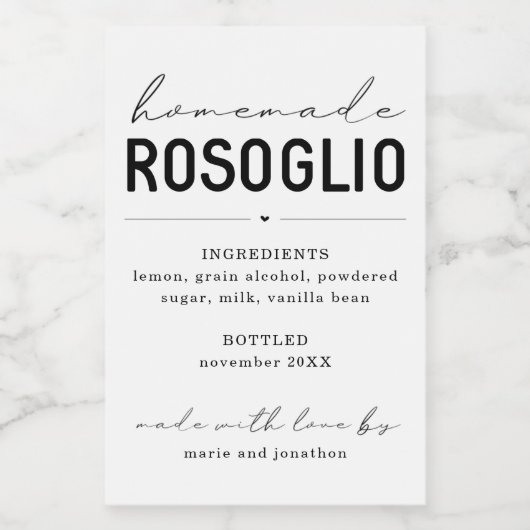 Gepersonaliseerd zelfgemaakt Rosoglio-flesetiket Wijn Etiket (Enkel label)