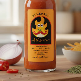 Gepersonaliseerd zelfgemaakte hete saus oranje lab etiket