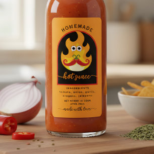 Gepersonaliseerd zelfgemaakte hete saus oranje lab etiket