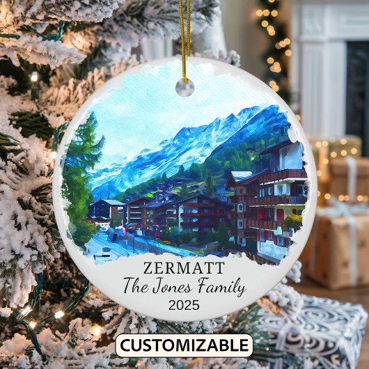 Gepersonaliseerd Zermatt Ornament, Zwitserland Keramisch Ornament