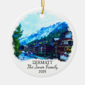 Gepersonaliseerd Zermatt Ornament, Zwitserland Keramisch Ornament (Voorkant)