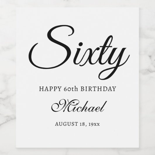 Gepersonaliseerd Zestig - 60ste verjaardag Wijn Etiket (Enkel label)
