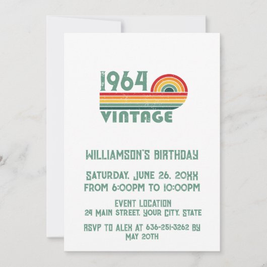 Gepersonaliseerd zestig vintage 60ste verjaardagsf kaart (Voorkant)