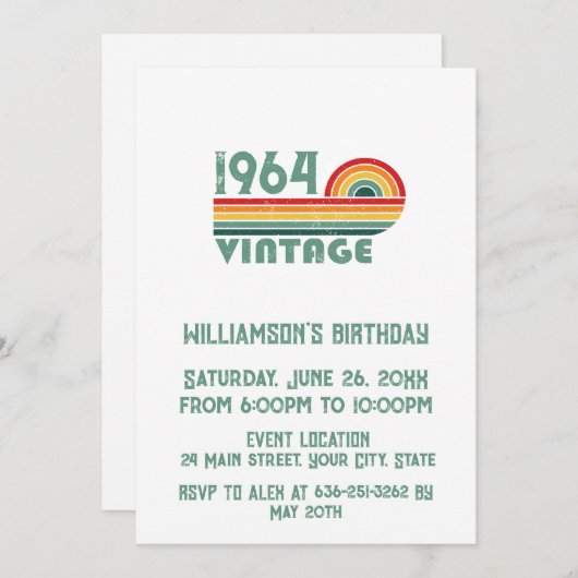 Gepersonaliseerd zestig vintage 60ste verjaardagsf kaart (Voorkant / Achterkant)