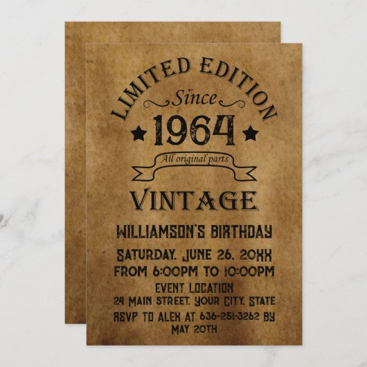 Gepersonaliseerd zestig vintage 60ste verjaardagsf kaart (Voorkant / Achterkant)