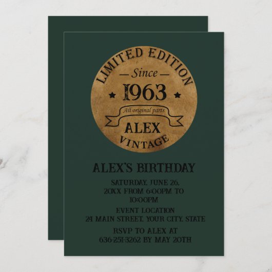 Gepersonaliseerd zestig vintage 60ste verjaardagsf kaart (Voorkant / Achterkant)