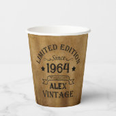 Gepersonaliseerd zestig vintage 60ste verjaardagsf papieren bekers (Achterkant)
