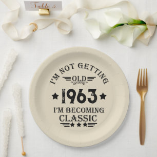 Gepersonaliseerd zestig vintage 60ste verjaardagsf papieren bordje
