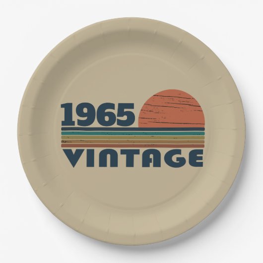 Gepersonaliseerd zestig vintage 60ste verjaardagsf papieren bordje (Voorkant)
