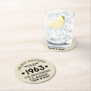 Gepersonaliseerd zestig vintage 60ste verjaardagsf ronde kartonnen onderzetter