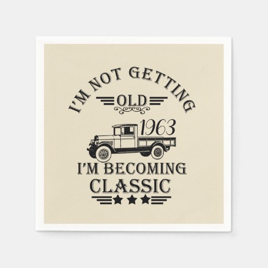 Gepersonaliseerd zestig vintage 60ste verjaardagsf servet (Voorkant)