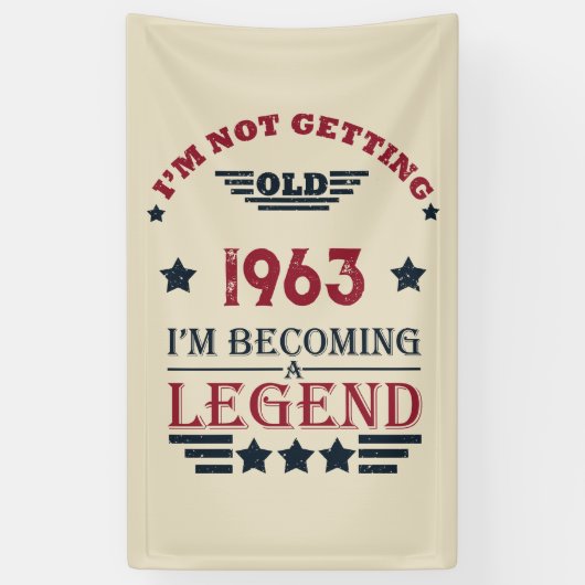 Gepersonaliseerd zestig vintage 60ste verjaardagsf spandoek (Verticaal)