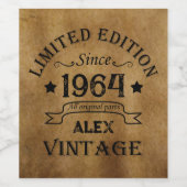 Gepersonaliseerd zestig vintage 60ste verjaardagsf wijn etiket (Enkel label)