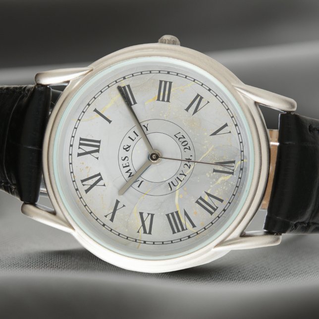 Gepersonaliseerd zijn & haar Romeinse nummerhorlog Horloge (Creator heeft geüpload)