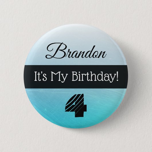 Gepersonaliseerd zijn My Birthday Blue Boy's Butto Ronde Button 5,7 Cm (Voorkant)