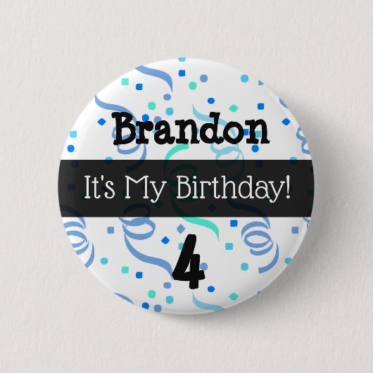 Gepersonaliseerd zijn My Birthday Blue Boy's Butto Ronde Button 5,7 Cm (Voorkant)