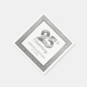 Gepersonaliseerd zilver 25e bruiloft Jubileum Servet (Hoek)