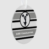 Gepersonaliseerd zilver en zwart Cheerleader Ornam Ornament (voorkant)
