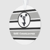 Gepersonaliseerd zilver en zwart Cheerleader Ornam Ornament (voorkant)