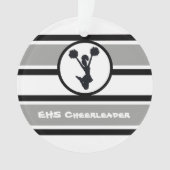 Gepersonaliseerd zilver en zwart Cheerleader Ornam Ornament (voorkant)