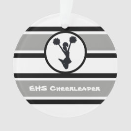 Gepersonaliseerd zilver en zwart Cheerleader Ornam Ornament