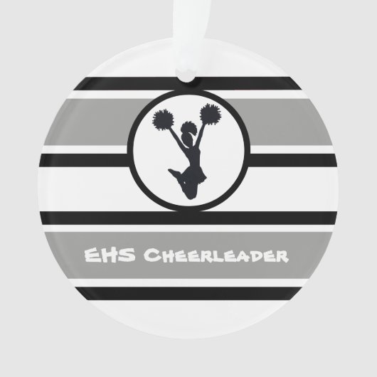 Gepersonaliseerd zilver en zwart Cheerleader Ornam Ornament (voorkant)