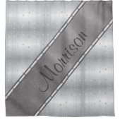 Gepersonaliseerd Zilver Grijs Metallic Douchegordi Douchegordijn (Voorkant)