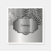Gepersonaliseerd zilveren blad motief 3 servet (Voorkant)