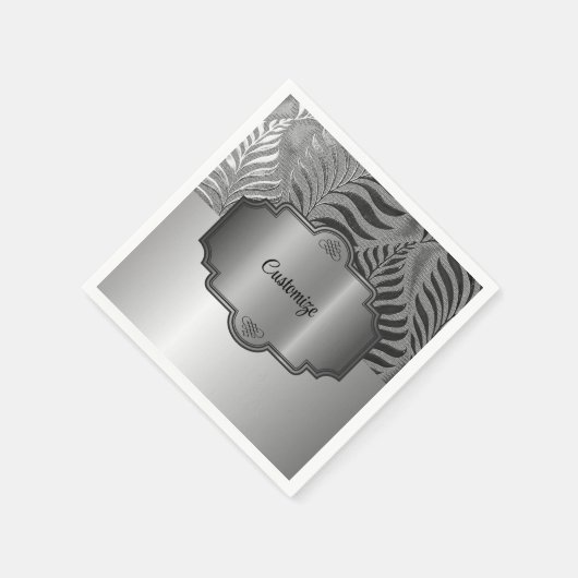 Gepersonaliseerd zilveren blad motief 3 servet (Hoek)