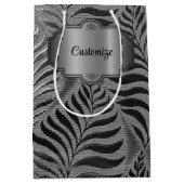 Gepersonaliseerd zilveren blad motief medium cadeauzakje (Voorkant)