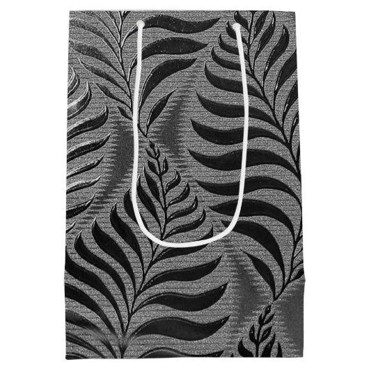 Gepersonaliseerd zilveren blad motief medium cadeauzakje (Achterkant)