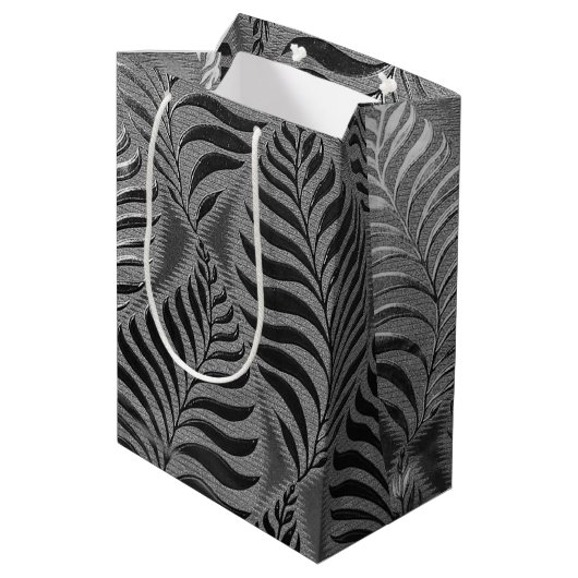 Gepersonaliseerd zilveren blad motief medium cadeauzakje (Achterkant Gekanteld)