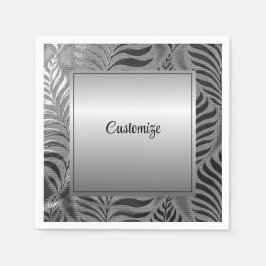 Gepersonaliseerd zilveren blad motief servet