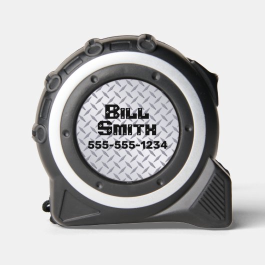 Gepersonaliseerd zilveren diamondplate patroon rolmaat (Voorkant)