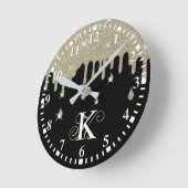 Gepersonaliseerd zilveren druppeleffect en spaarkr ronde klok (Hoek)