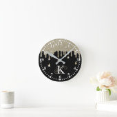 Gepersonaliseerd zilveren druppeleffect en spaarkr ronde klok (Huis)