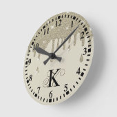 Gepersonaliseerd zilveren druppeleffect en spaarkr ronde klok (Hoek)