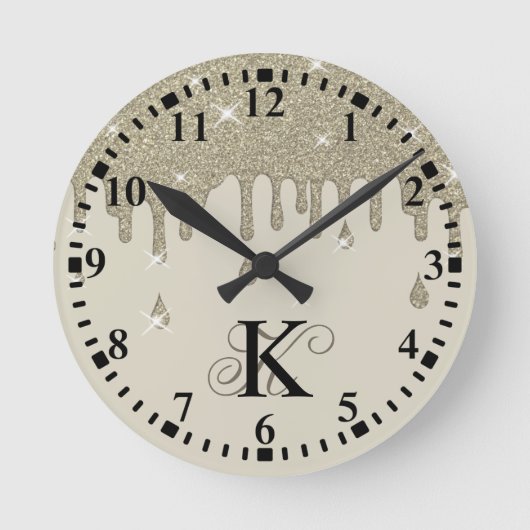 Gepersonaliseerd zilveren druppeleffect en spaarkr ronde klok (Voorkant)