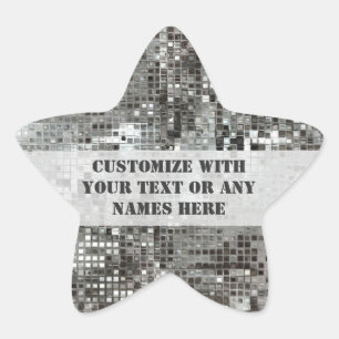 Gepersonaliseerd zilveren pailletten Star Sticker