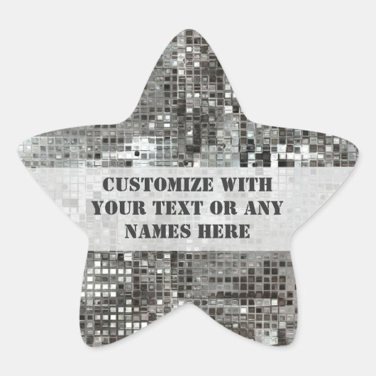 Gepersonaliseerd zilveren pailletten Star Sticker (Voorkant)