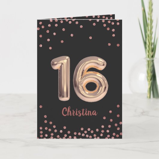 Gepersonaliseerd zoet 16 Happy 16th Birthday Glitt Kaart (Voorkant)