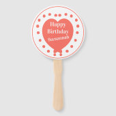 Gepersonaliseerd zoet 16 Happy Birthday Coral Hear Handwaaier (Achterkant)