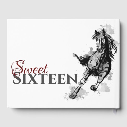 Gepersonaliseerd zoet Sixteen galoping Horse Gastenboek (Achterkant)