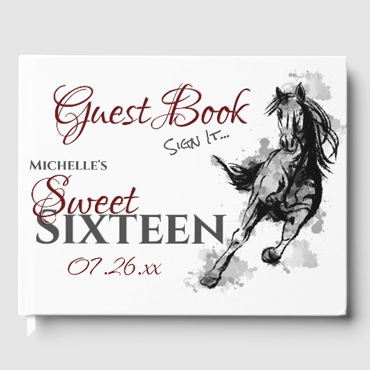 Gepersonaliseerd zoet Sixteen galoping Horse Gastenboek (Voorkant)