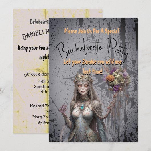 Gepersonaliseerd Zombie Bachelorette Party Kaart F (Voorkant / Achterkant)