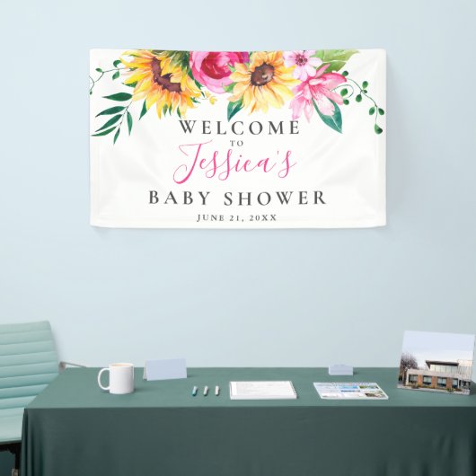 Gepersonaliseerd Zonnebloem Baby shower Welkom Spandoek (Beurs)