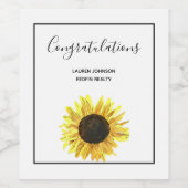 Gepersonaliseerd zonnebloem Gefeliciteerd Wijnlabe Wijn Etiket (Enkel label)